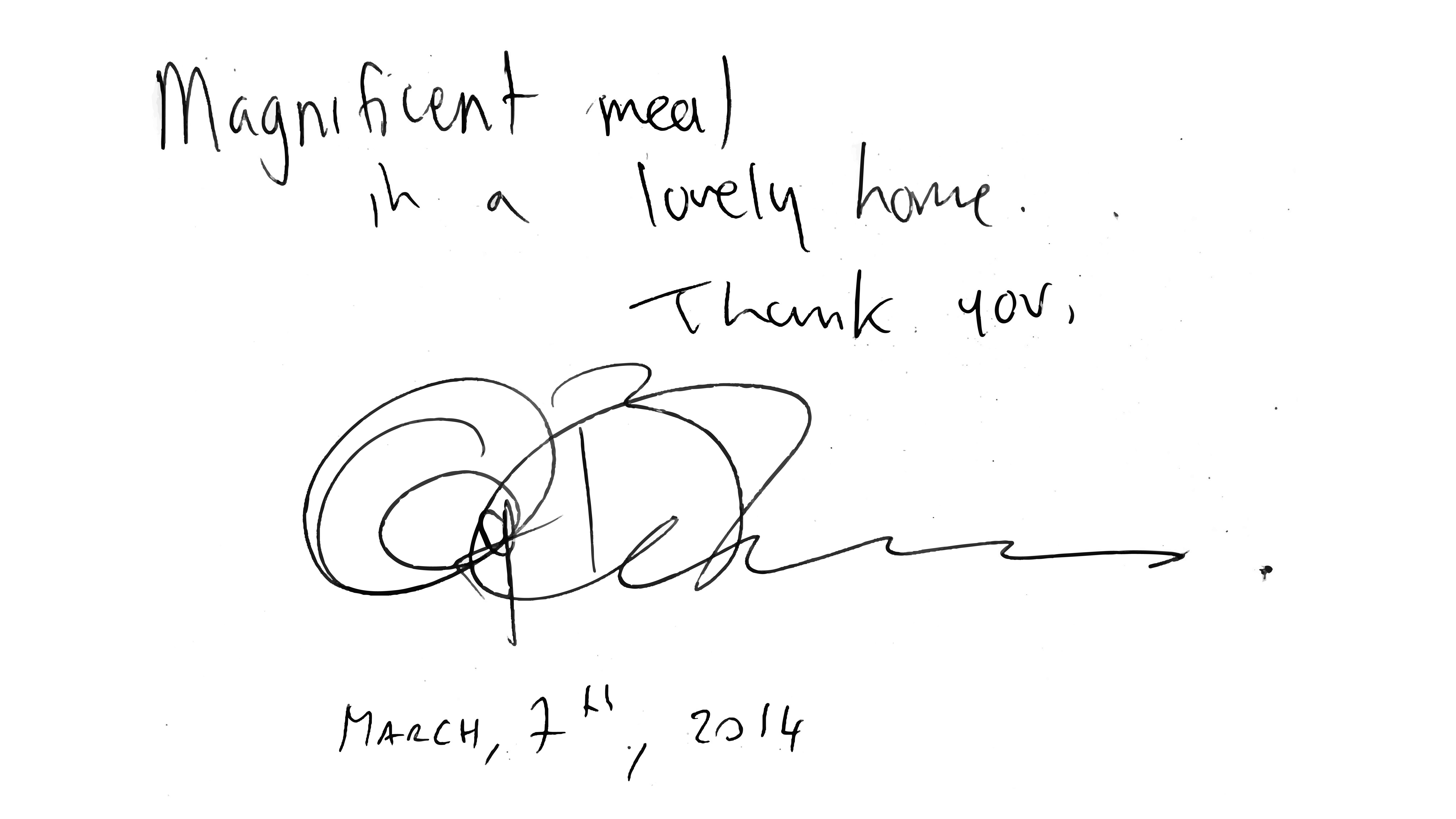 Anthony Bourdain Note