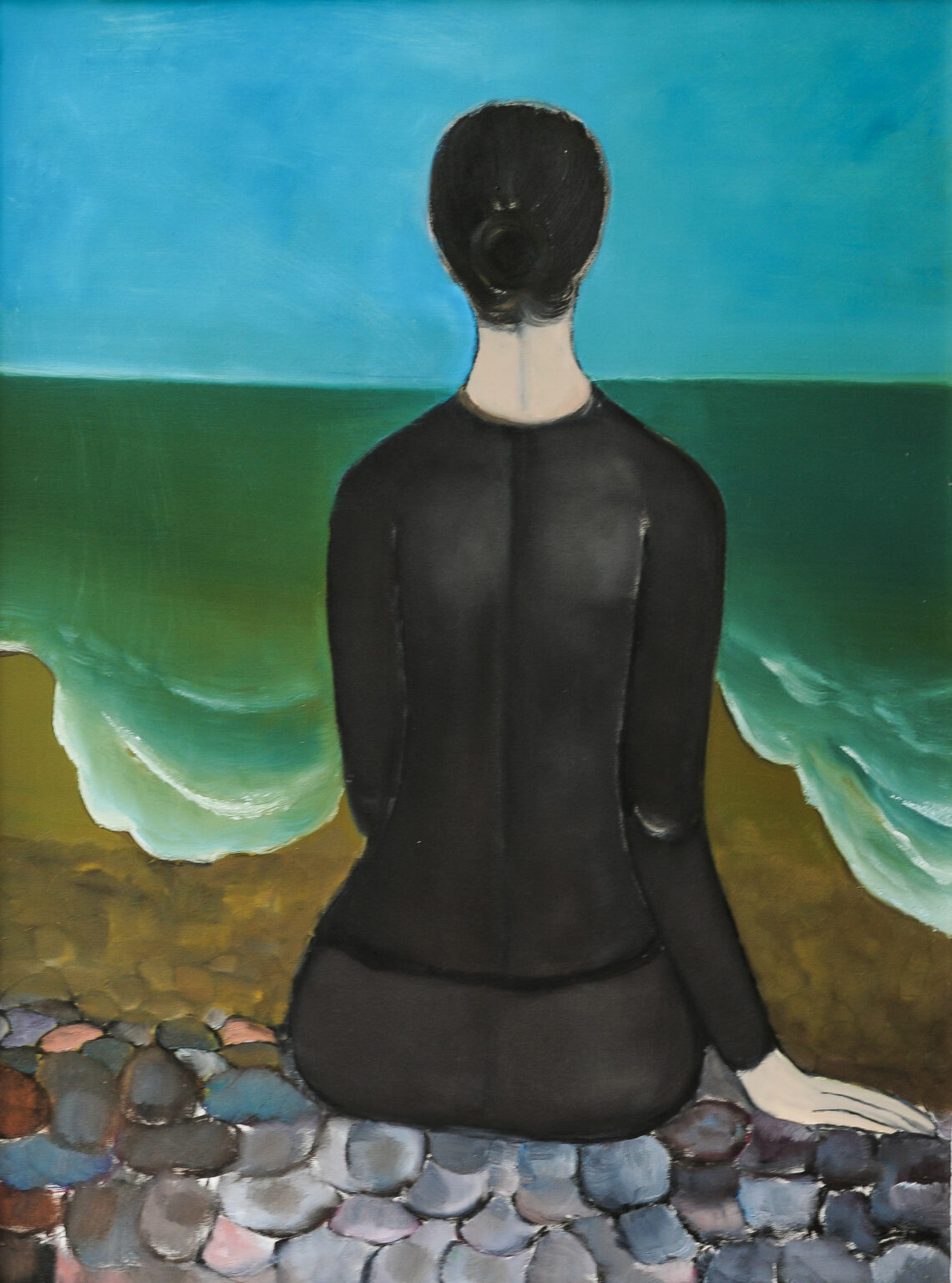 Lady with Beachfront Landscape | oil on canvas | 128 x 97.5 cm (50 3/8 x 38 3/8 in.)