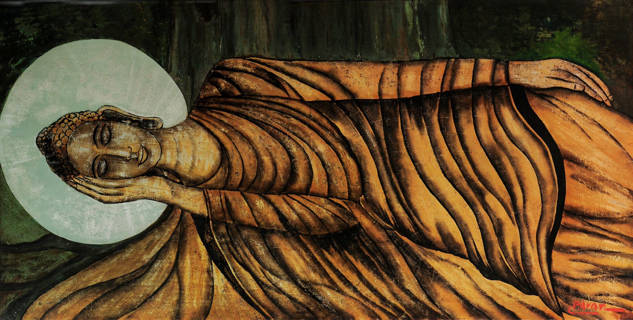 Reclining Buddha | lacquer on panel | 80 x 160 cm. (31 1/2 x 62 63/64 in.)