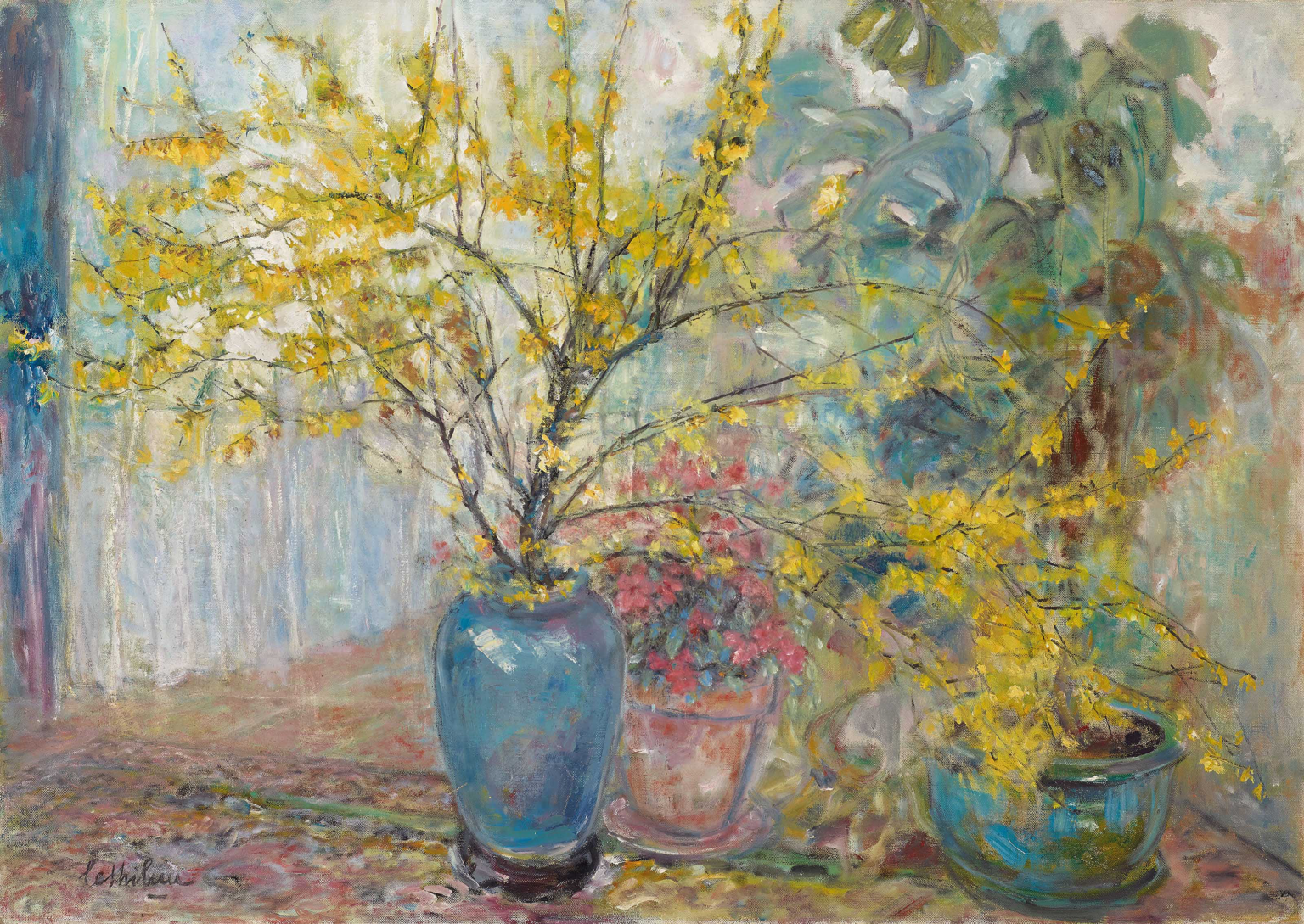 Jardin d'Hiver (Winter Garden), signed ‘le thi luu’ (lower left), oil on canvas, 65 x 92 cm. (25 5/8 x 36 1/4 in.), Painted in 1964. Courtesy: Christie's