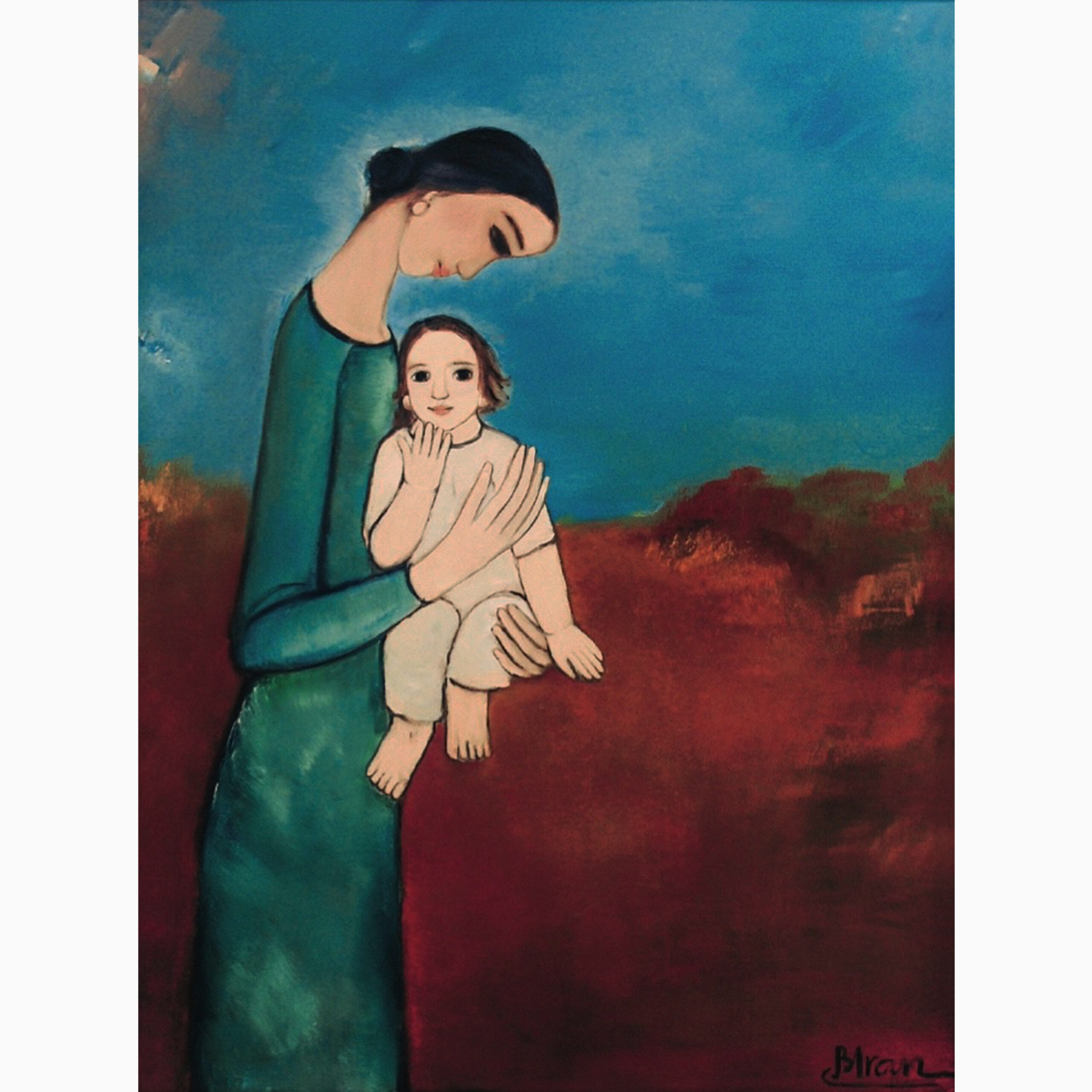 Maternity, Boi Tran (Vietnamese, B. 1957), signed 'Btran' (lower right), oil on canvas,130 x 100 cm. (51 3/16 x 39 3/8 in.), painted in 2004