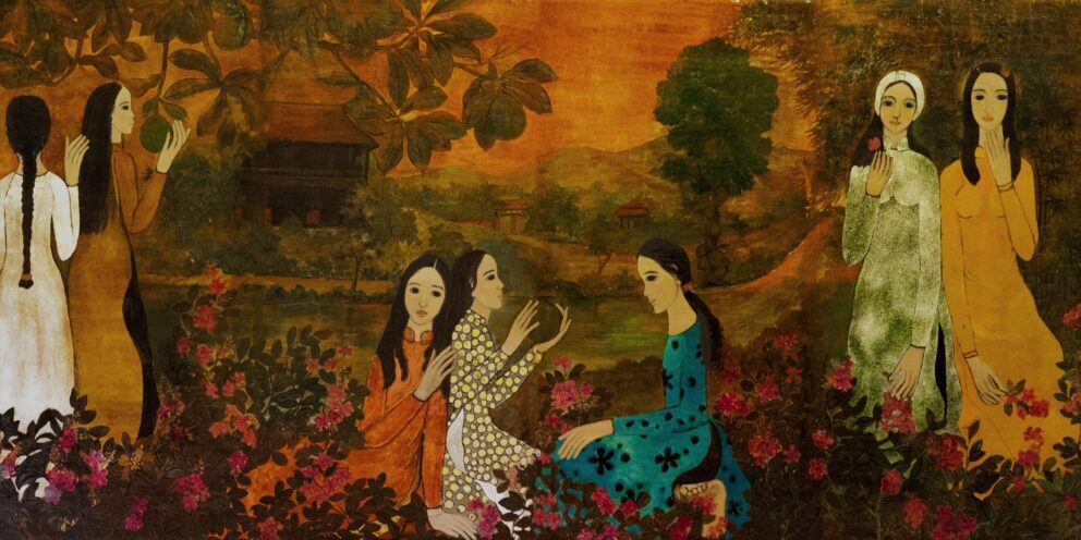 Ladies in the Garden | lacquer on panel (tetraptych) | each 160 x 80 cm. (62 63/64 x 31 1/2 in.), overall 160 x 320 cm. (62 63/64 x 125 63/64 in.)